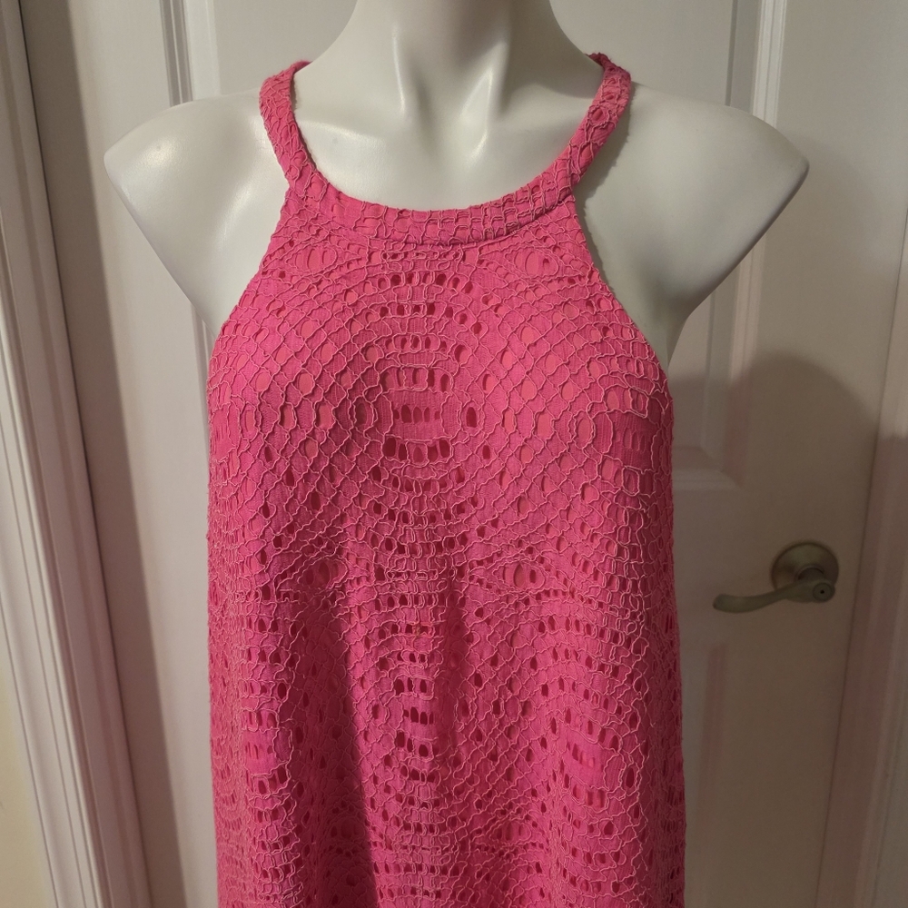 Lilly Pulitzer Hot Pink Crochet Halter Dress - Picture 2 of 8